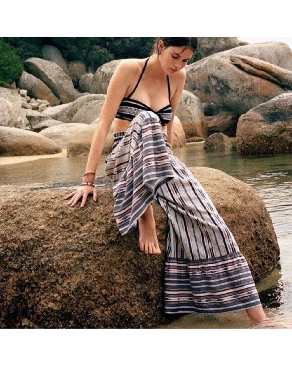 Anthropologie Maeve Zamirah Smocked Wide Leg Pant Size Medium